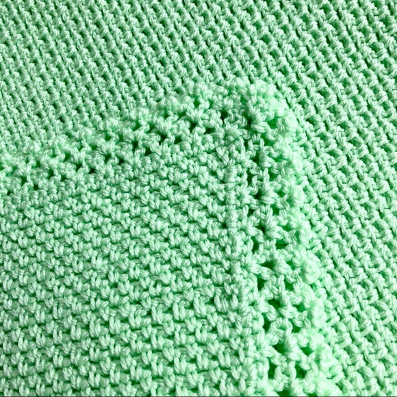 Light Green Handmade Throw Blanket, 31”x25” - Picture 3 of 5